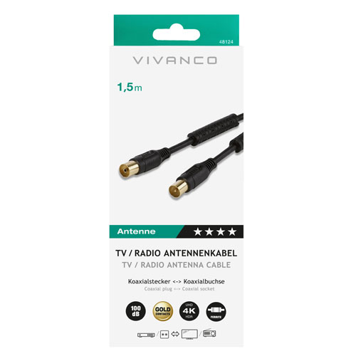 Cable de antena Vivanco 48124 negro 1,5 metros