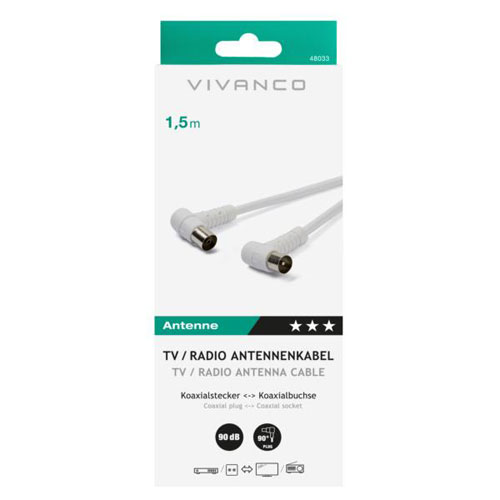 Cable de antena acodado Vivanco 48033 1,5 metros