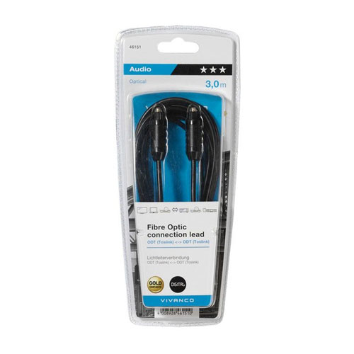 Cable óptico Vivanco 46151 conectores Toslink 3 metros