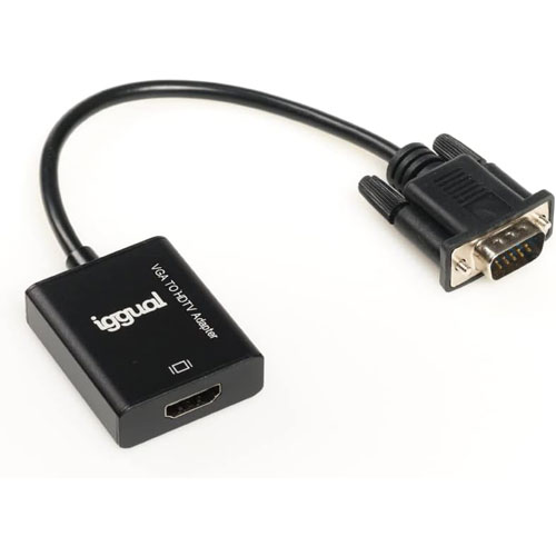 Adaptador VGA a HDMI + audio + microUSB IGGUAL IGG317297
