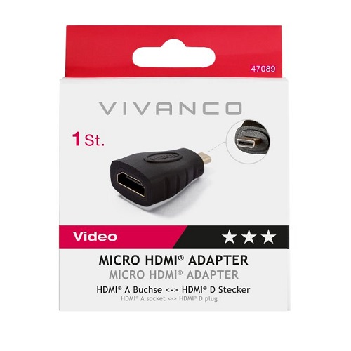 Adaptador Vivanco HDMI micro a HDMI ref. 47089