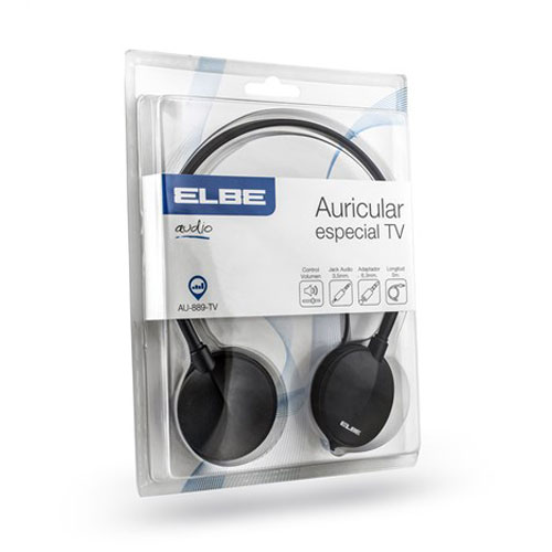 Auriculares diadema ELBE especiales para TV AU889 cable 5 metros