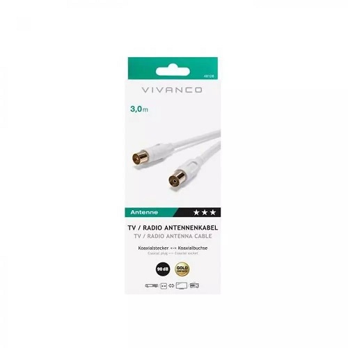 CAble de antena coaxial Vivanco VVACABMF300GW (48128) 3 metros