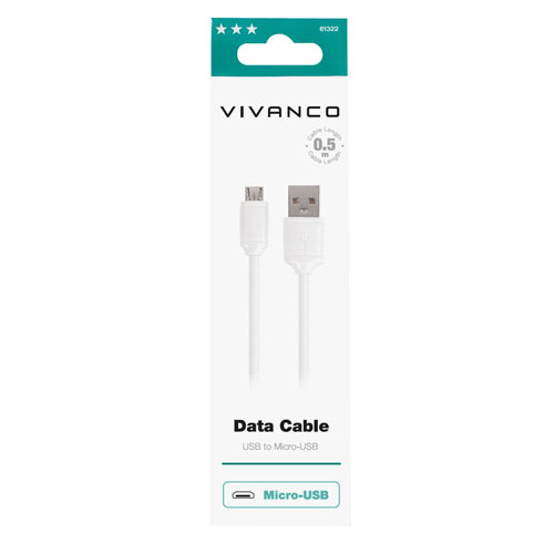 Cable Vivanco micro USB 0,5 metros ref. 61322