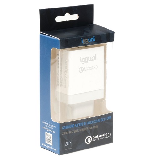 Cargador de pared Iggual IGG317389 2xUSB 30W