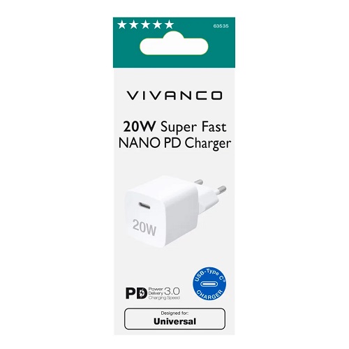 Cargador Vivanco USB-C 63535 20W