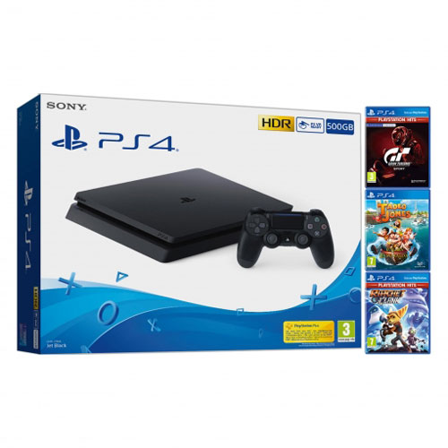 Consola Sony PS4 500 GB + Tadeo Jones + GT Sport + Ratchet&Clank