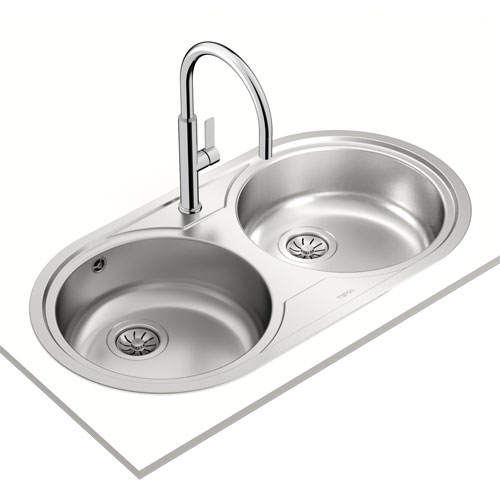 Fregadero circular encastrado con cubetas de 39 cms Duetta 2C Inox 10109025