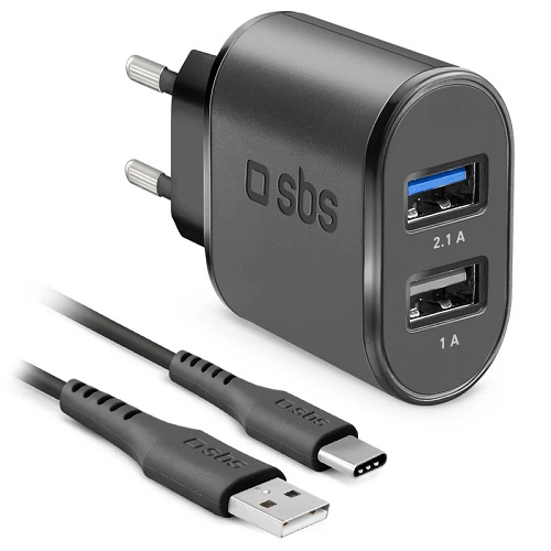 Kit de carga de viaje USB con cable Tipo C SBS TEKITTRC2U2AFASTK