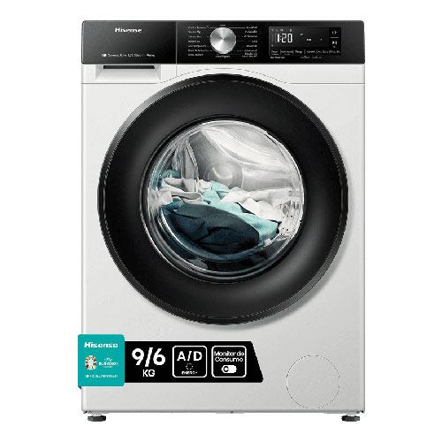 Lavasecadora Hisense WD3S9043BW3 Lavado 9Kg Secado 6Kg 1400rpm A Blanco