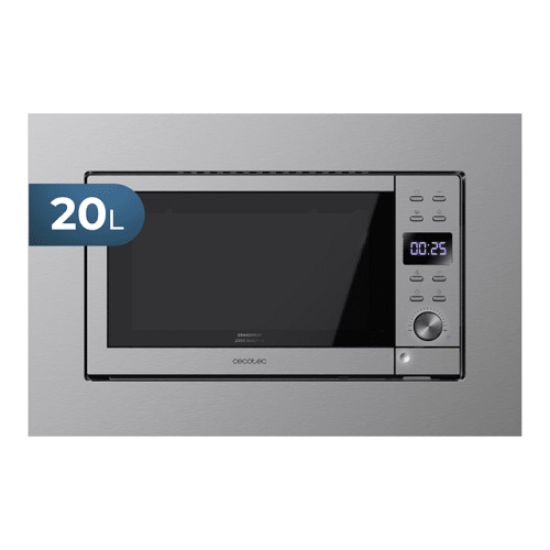 Microondas de encastre Cecotec GrandHeat 2000 Built-In Steel Black ref.01380 20 litros 700W Grill 900W