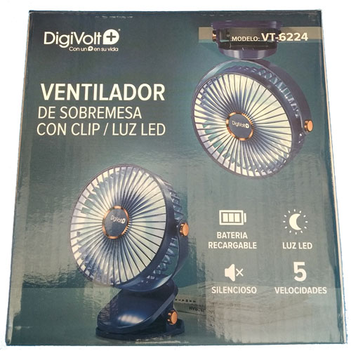 Ventilador de sobremesa con clip y luz led VT-6224