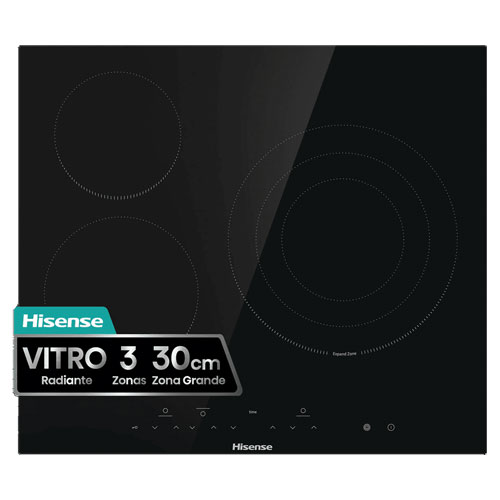 Vitrocerámica Hisense E6332BSCE 3 fuegos 1 triple de 30 cms